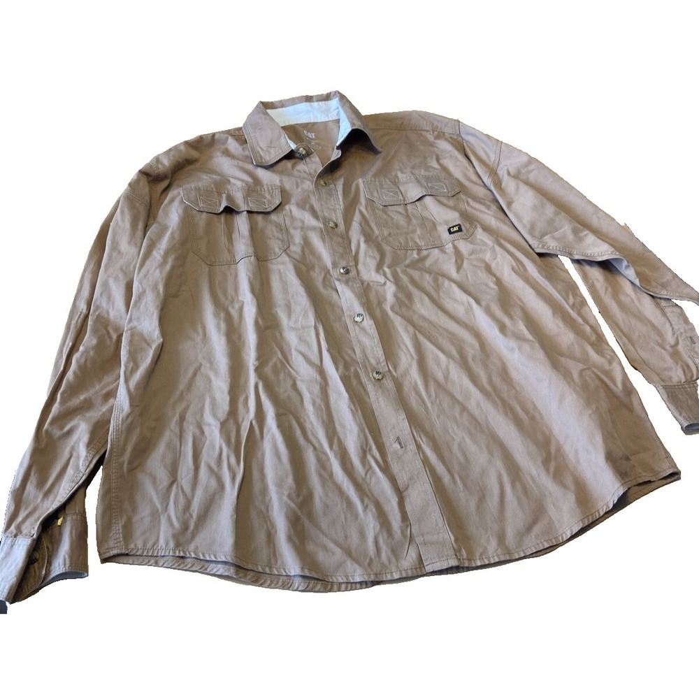 Caterpillar mens shirt XL Button Down Long Sleeve Brown